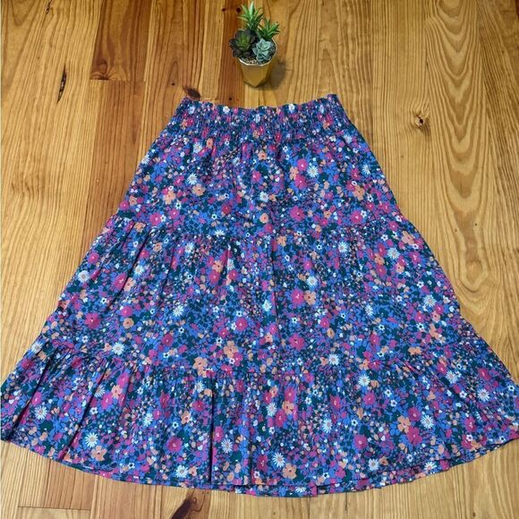Rails Edina Leilani Floral Midi Skirt Tiered Smocked Waist Peasant Women’s MED - Picture 4 of 12